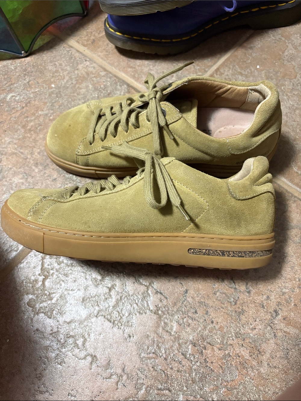 Birkenstocks Suede Low-Top Sneakers in Tan
